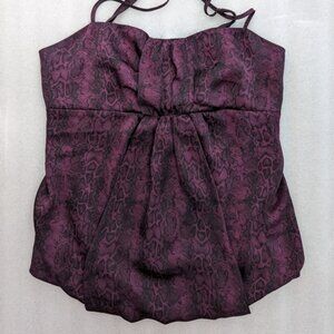 SNAKESKIN satin top purple women's Large